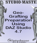 Geo-Grafting Preparation Using Daz Studio by Winterbrose. This tutorial in the Studio*Master series provides insights and detailed step-by-step instructions for each task that you must perform to prepare models within Daz Studio for geo-grafting. What is geo-grafting? It is the process of 'appending' additional mesh models like horns or tails to existing mesh models like Genesis, Genisis 2 Female or Male, and Genesis 3 Female or Male figures. With this 22-page fully illustrated PDF eBook, you can access this information offline at anytime/anywhere and on any device with a compatible PDF reader/viewer.